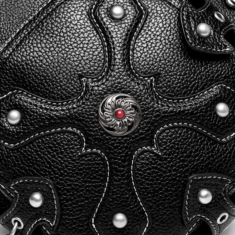 Kobine Unisex Punk Rivet Cross Chained Belt Bag