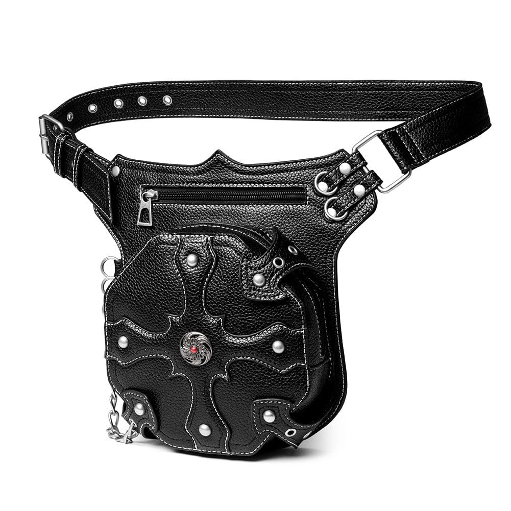 Kobine Unisex Punk Rivet Cross Chained Belt Bag