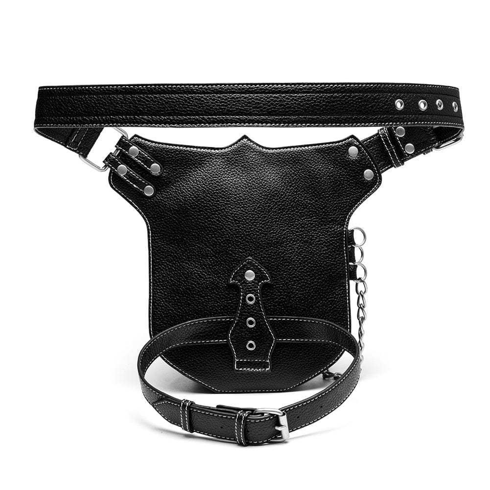 Kobine Unisex Punk Rivet Cross Chained Belt Bag