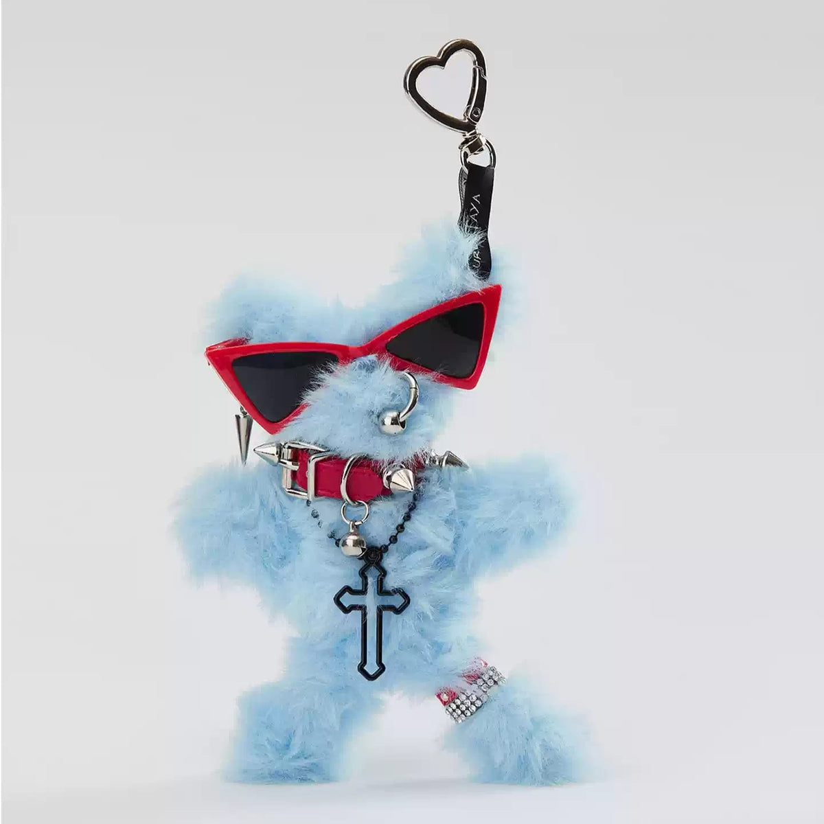 Kobine Unisex Punk Rockstar Furry Guitar Bear Bag Charm