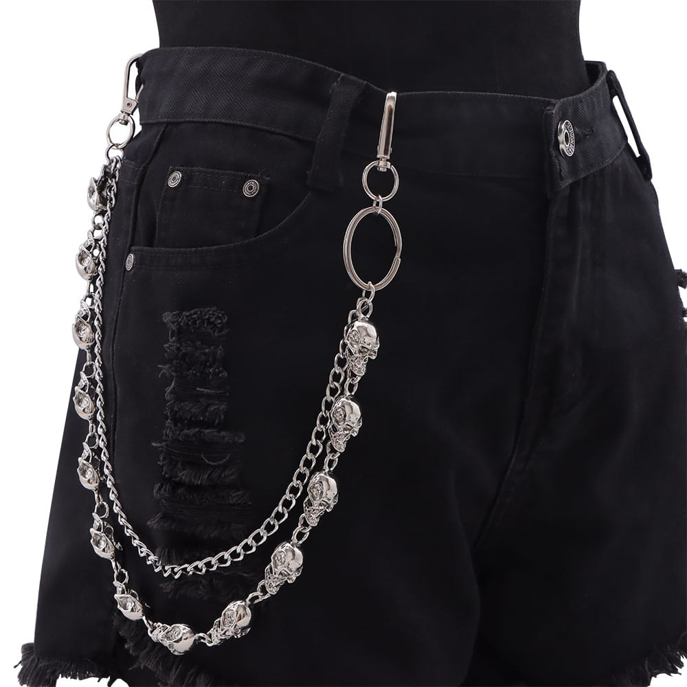 Kobine Unisex Punk Skull Double Layer Waist Chain