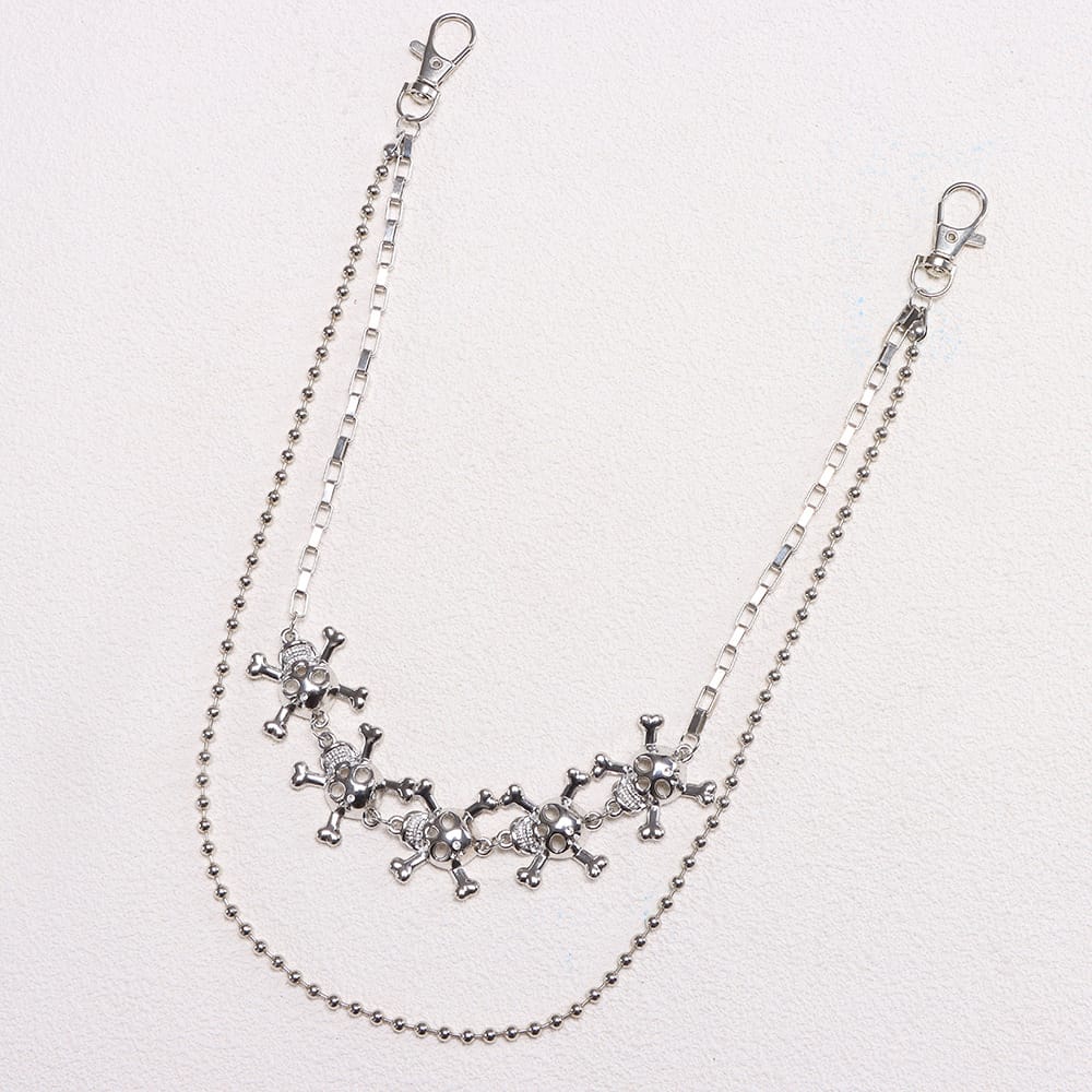 Kobine Unisex Punk Skull Layered Waist Chain