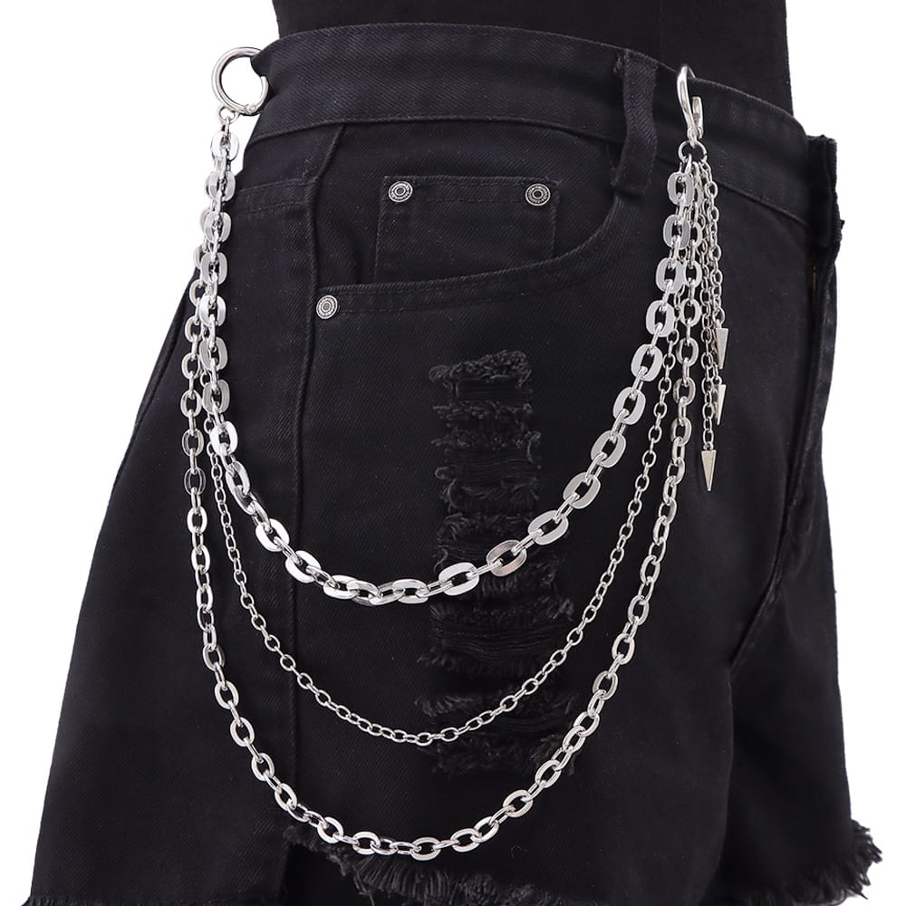 Kobine Unisex Punk Spike Pendant Three‑Layer Waist Chain