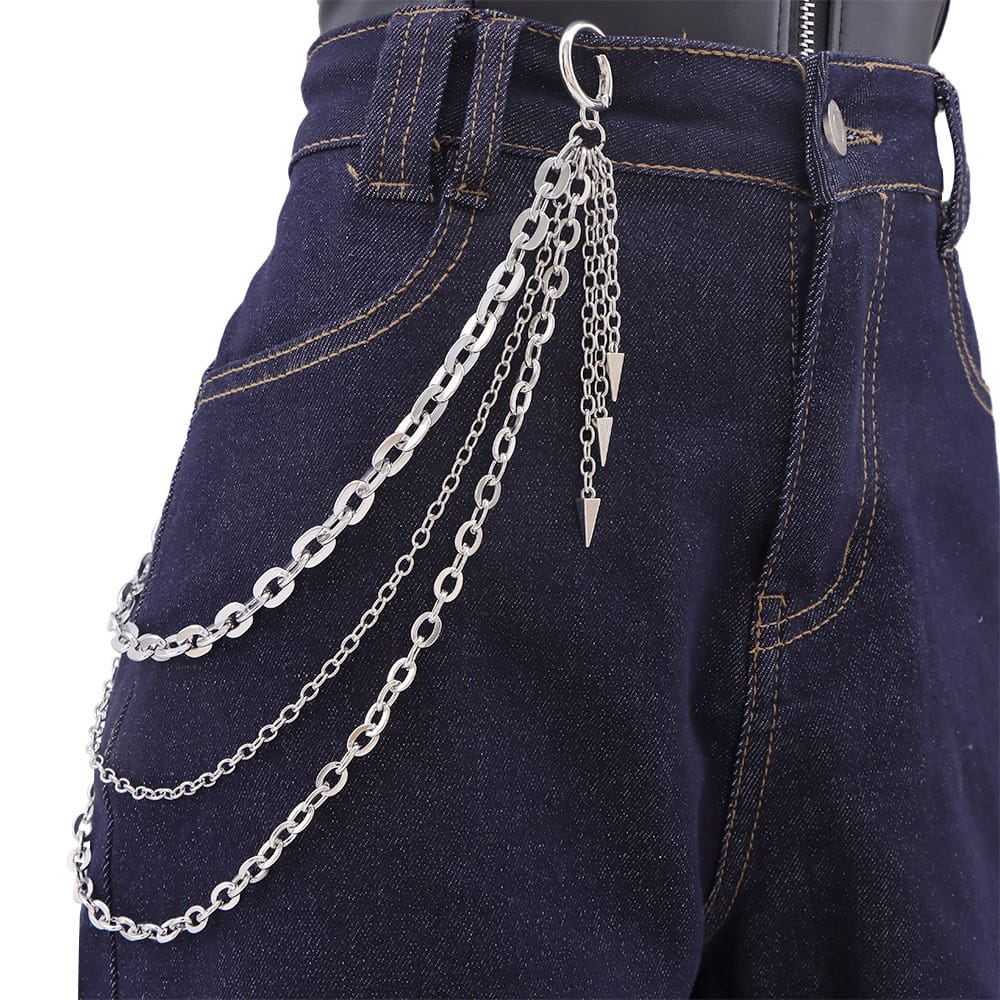 Kobine Unisex Punk Spike Pendant Three‑Layer Waist Chain
