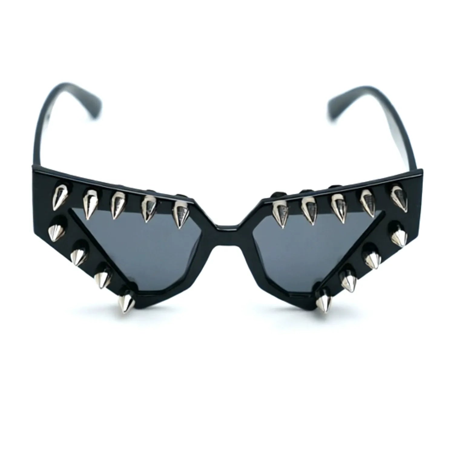 Kobine Unisex Punk Spiked Geometric Cat‑Eye Glasses Sunglasses