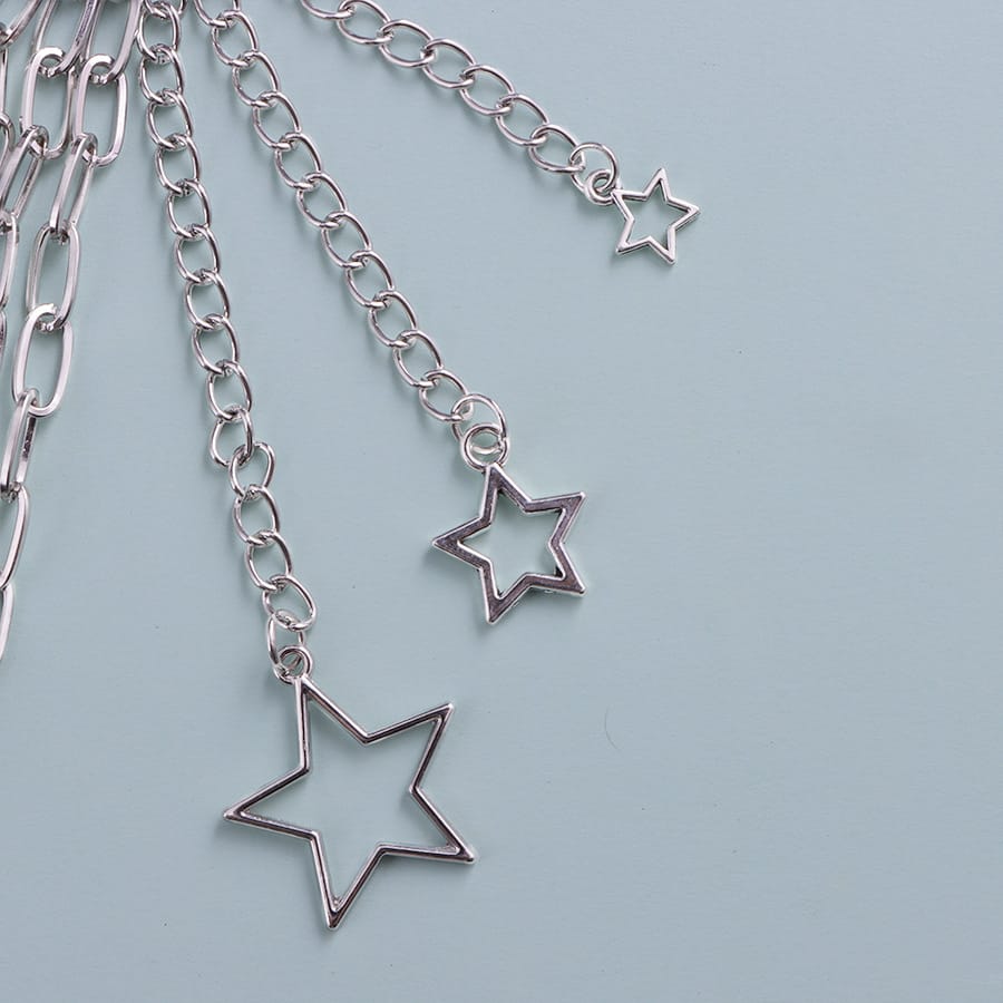 Kobine Unisex Punk Star Charms Layered Waist Chain