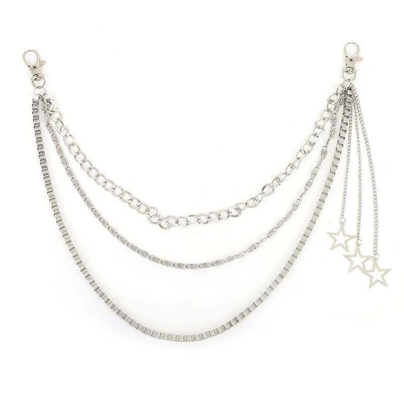 Kobine Unisex Punk Star Decor Multilayer Waist Chain
