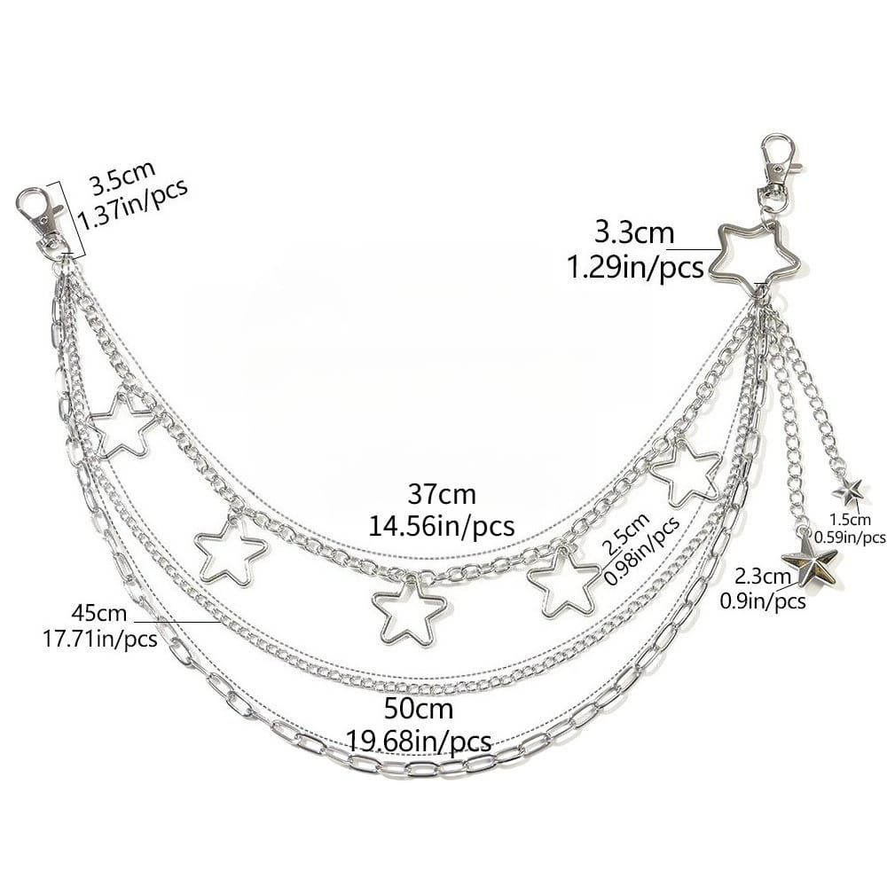Kobine Unisex Punk Star Multilayer Waist Chain