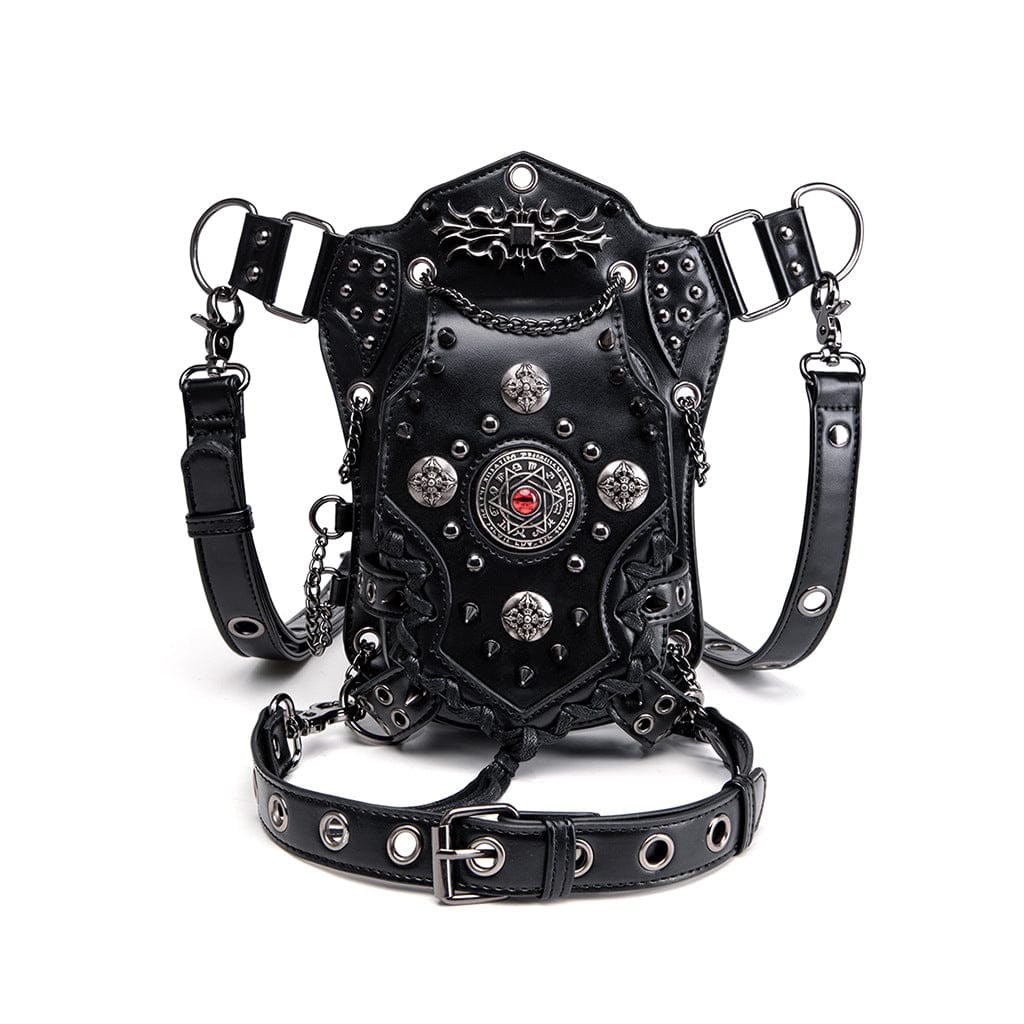 Kobine Unisex Punk Studded Devil Eye Chained Bag