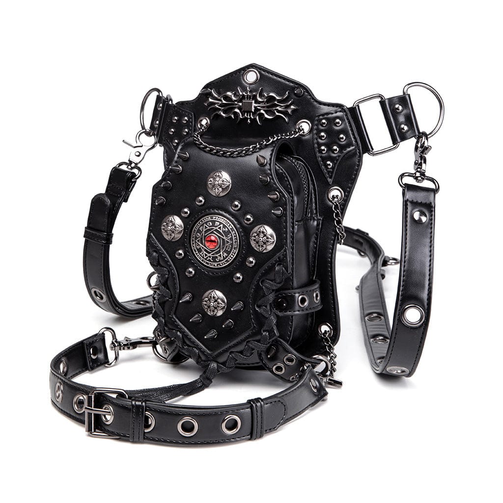 Kobine Unisex Punk Studded Devil Eye Chained Bag