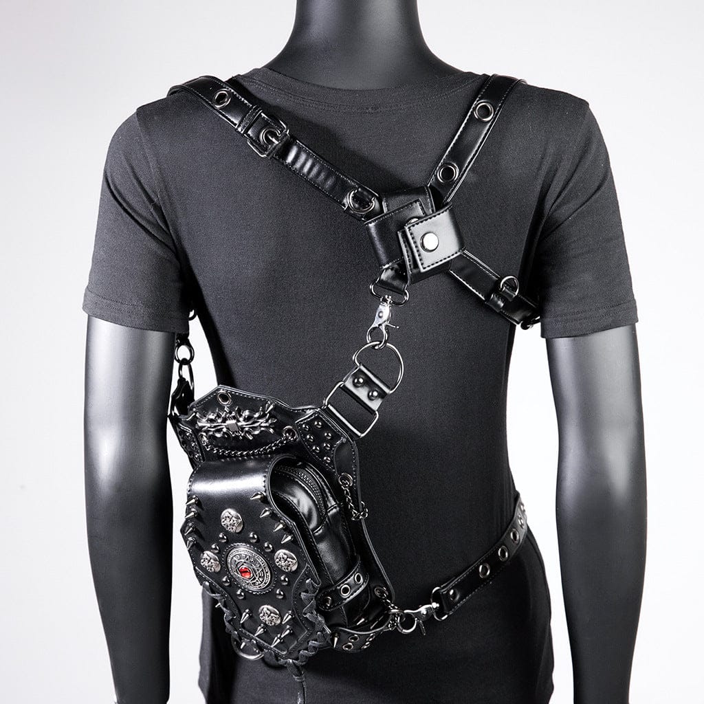 Kobine Unisex Punk Studded Devil Eye Chained Bag