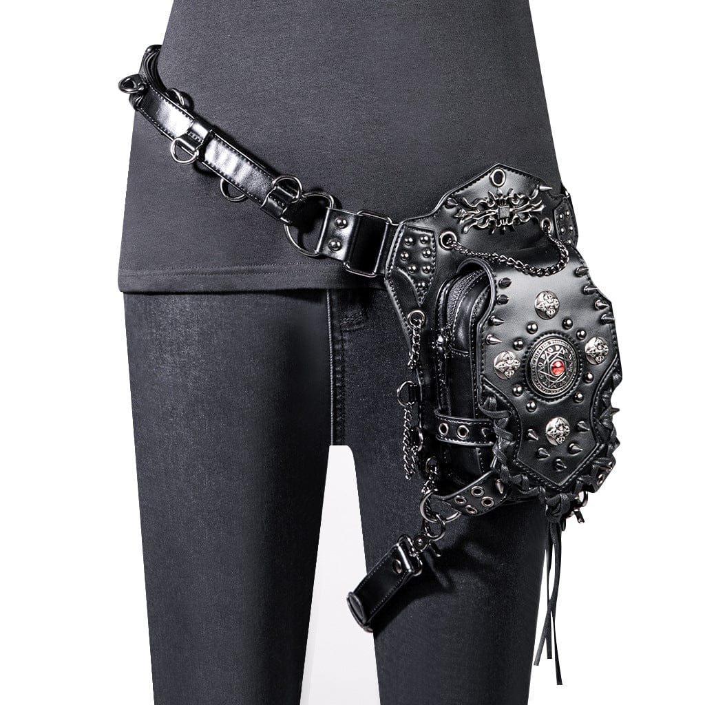 Kobine Unisex Punk Studded Devil Eye Chained Bag