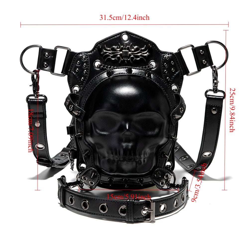 Kobine Unisex Punk Nietenbesetzte Totenkopf-Kettentasche