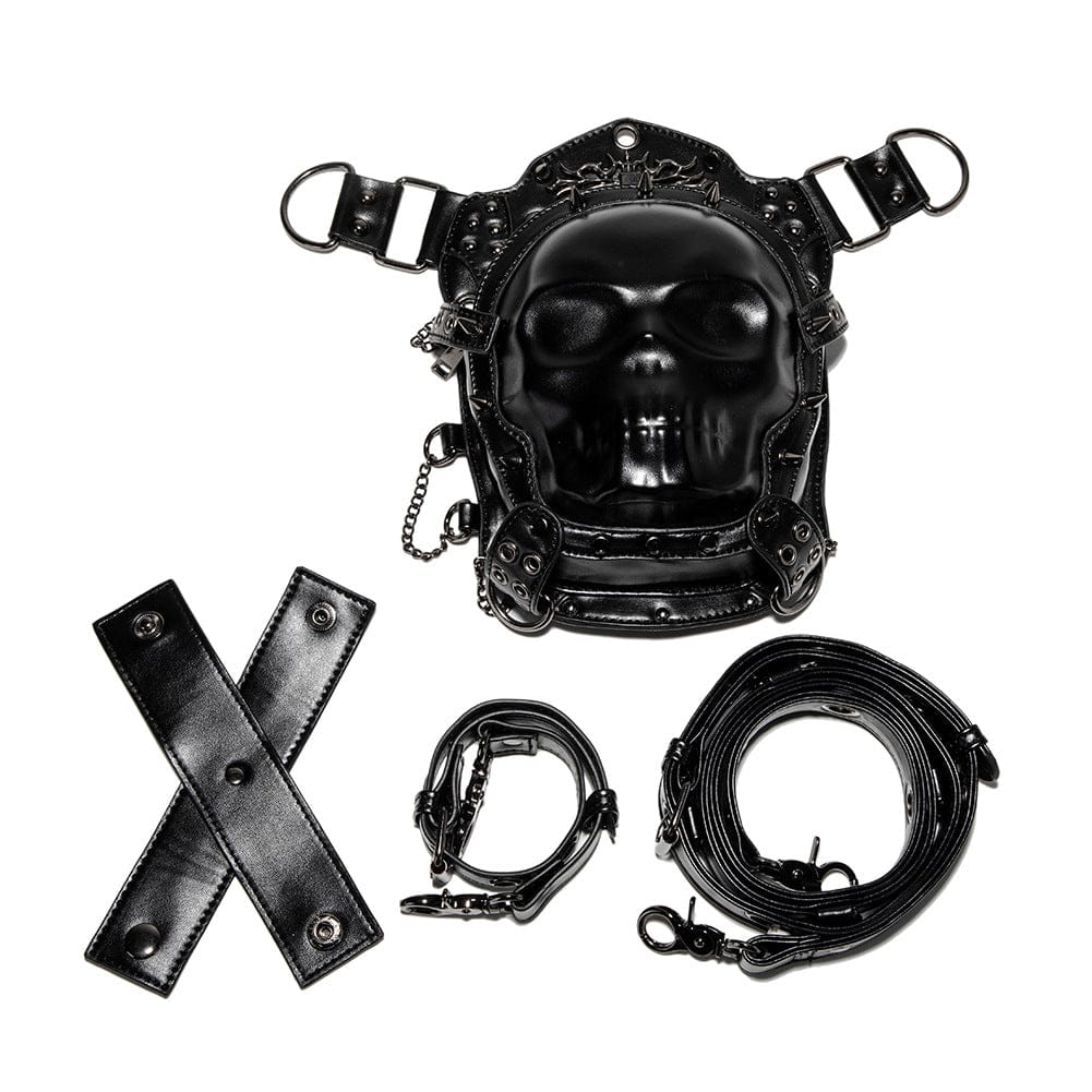 Kobine Unisex Punk Nietenbesetzte Totenkopf-Kettentasche