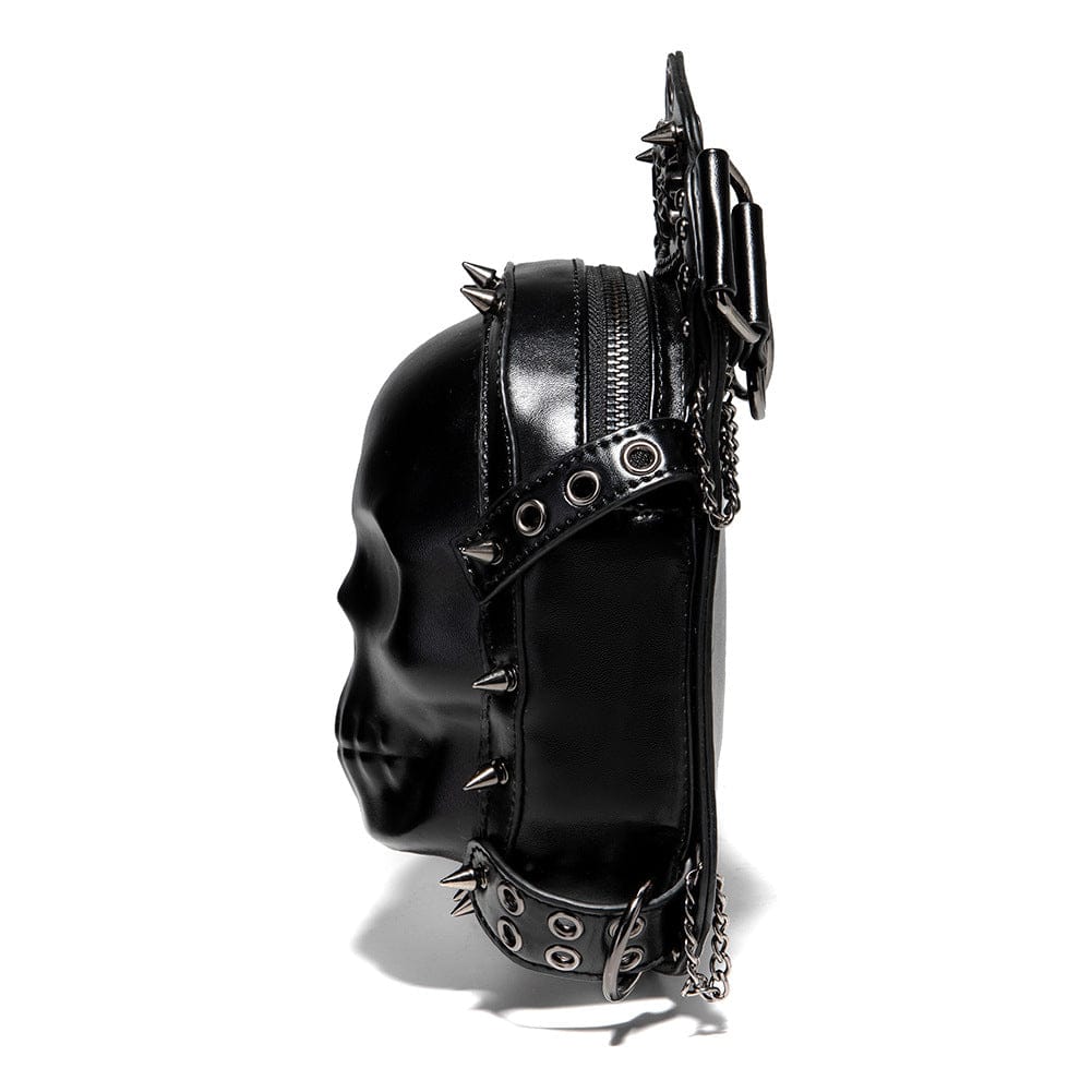 Kobine Unisex Punk Nietenbesetzte Totenkopf-Kettentasche