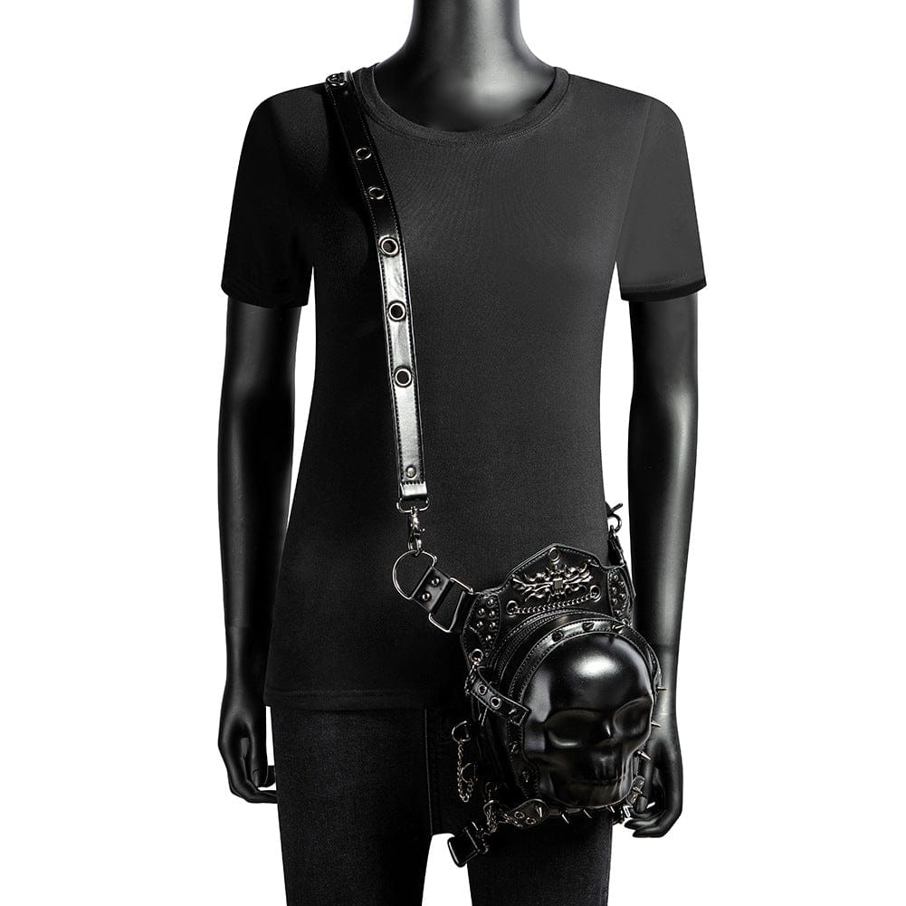Kobine Unisex Punk Nietenbesetzte Totenkopf-Kettentasche