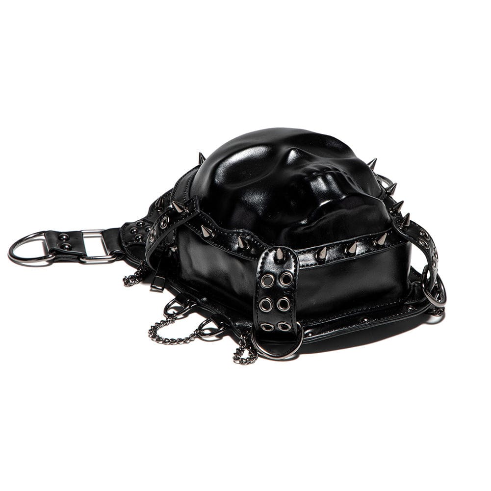 Kobine Unisex Punk Nietenbesetzte Totenkopf-Kettentasche