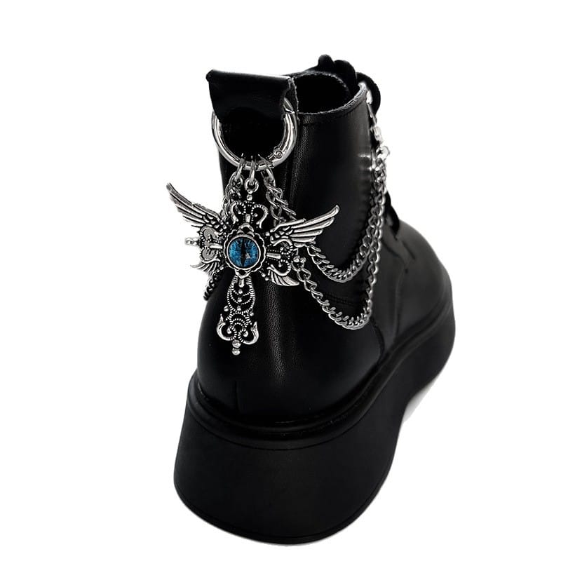 Kobine Unisex Punk Wing Evil Eye Cross Boot Chain Shoe Accessories