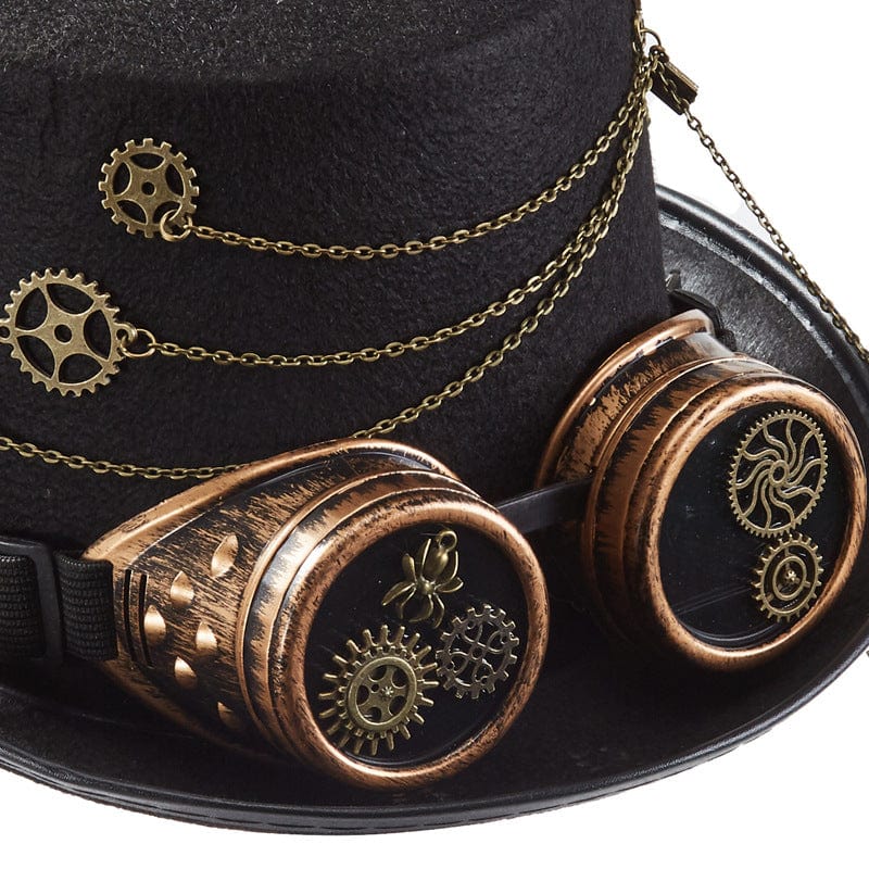 Kobine Unisex Steampunk Chain Goggles Velvet Hat
