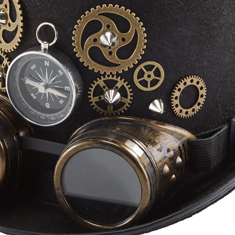 Kobine Unisex Steampunk Compass Goggles Velvet Hat