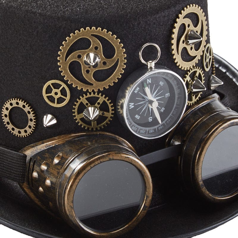 Kobine Unisex Steampunk Compass Goggles Velvet Hat