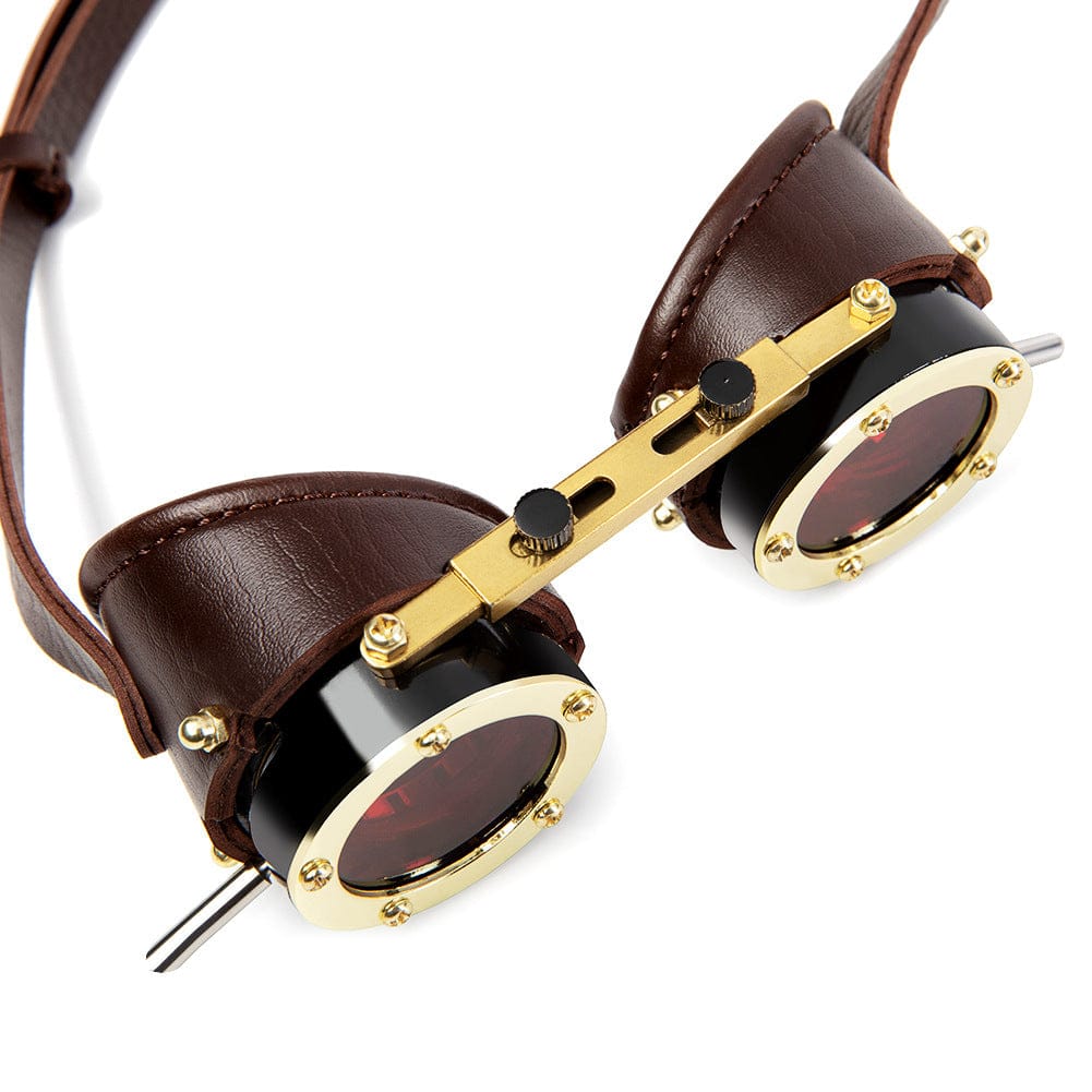 Kobine Unisex Steampunk Red Lens Goggles