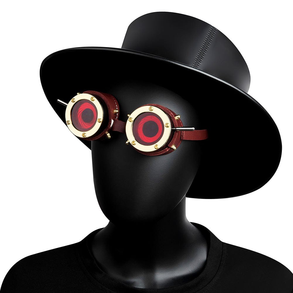 Kobine Unisex Steampunk Red Lens Goggles