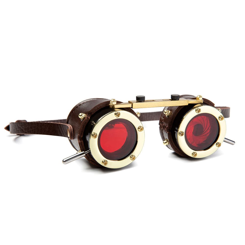 Kobine Unisex Steampunk Red Lens Goggles