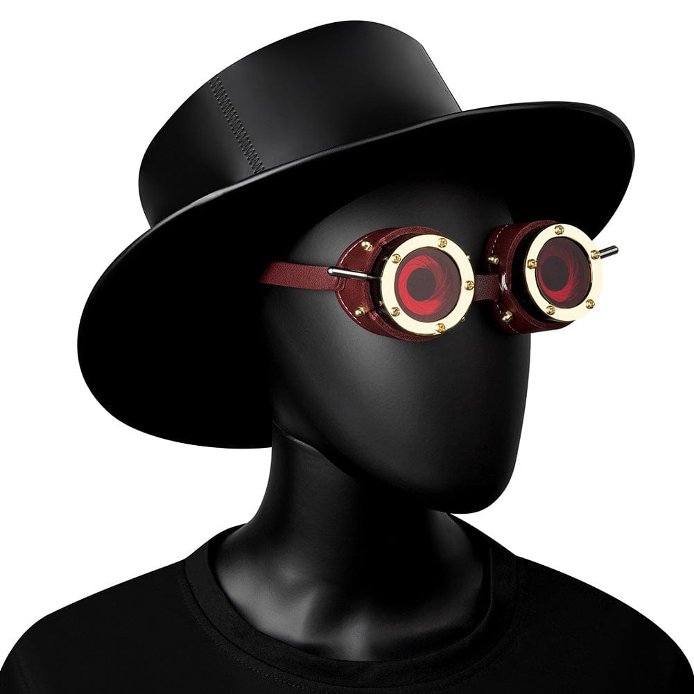 Kobine Unisex Steampunk Red Lens Goggles