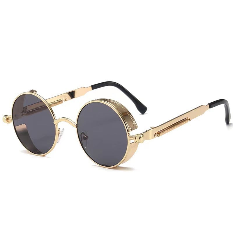 Kobine Unisex Steampunk Round Metal Sunglasses