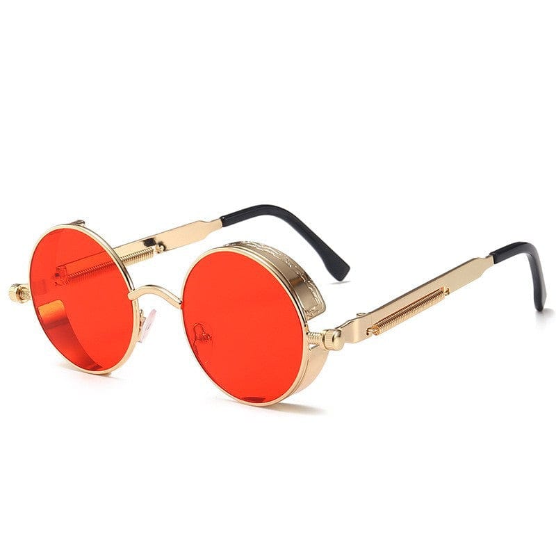 Kobine Unisex Steampunk Round Metal Sunglasses