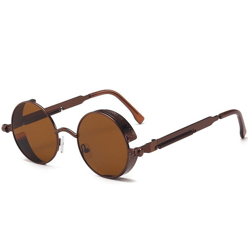 Kobine Unisex Steampunk Round Metal Sunglasses