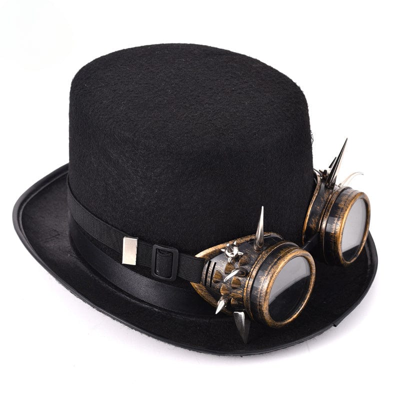 Kobine Unisex Steampunk Studded Goggles Velvet Hat