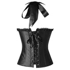 Top corsé estilo burlesque vintage de satén con cuello halter, varillas y cremallera para mujer de Kobine