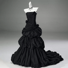 Kobine Women's Custom-made Gothic 3D Rose Chain Tiered Ruched Strapless Ball Gown Graduation Dress