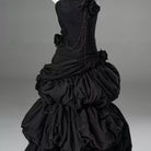 Kobine Women's Custom-made Gothic 3D Rose Chain Tiered Ruched Strapless Ball Gown Graduation Dress