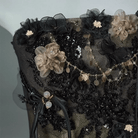 Kobine Women's Custom‑made Gothic Strapless Beaded Floral Draped Train Party Dress Wedding Dress