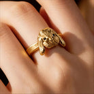 Kobine Women's Gothic 3D Lop‑Eared Rabbit Head Open Band Ring