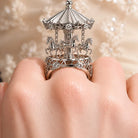 Kobine Women's Gothic 3D Rhinestone Carousel Open Band Ring