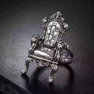 Kobine Women's Gothic 3D Throne Chair Open Band Ring