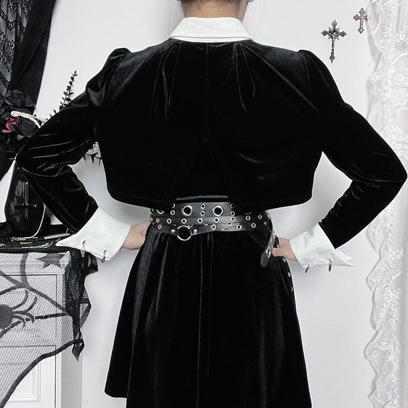 Kobine Women's Gothic A-line Velvet Slip Dress