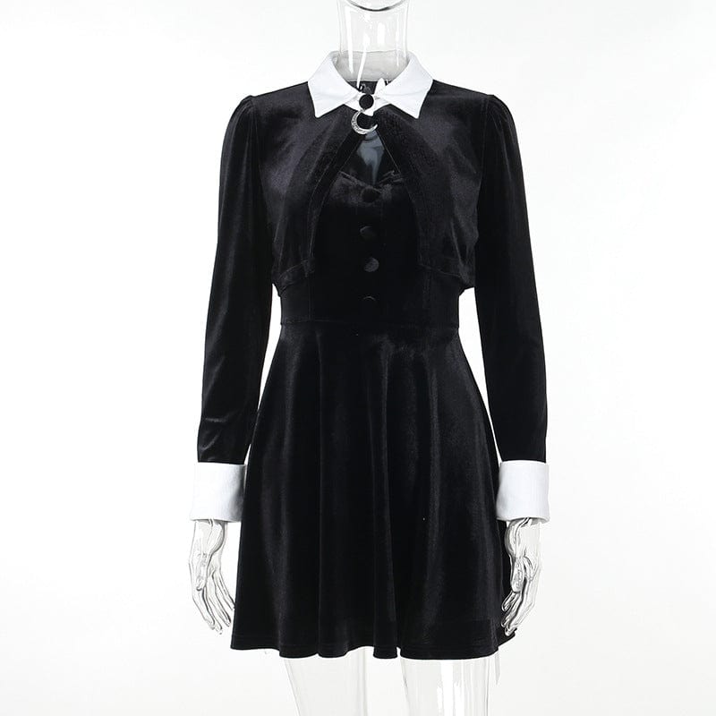 Kobine Women's Gothic A-line Velvet Slip Dress