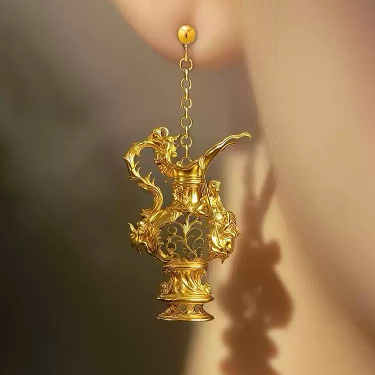 Kobine Women's Gothic Asymmetric Cutout Ewer Drop Post Earrings