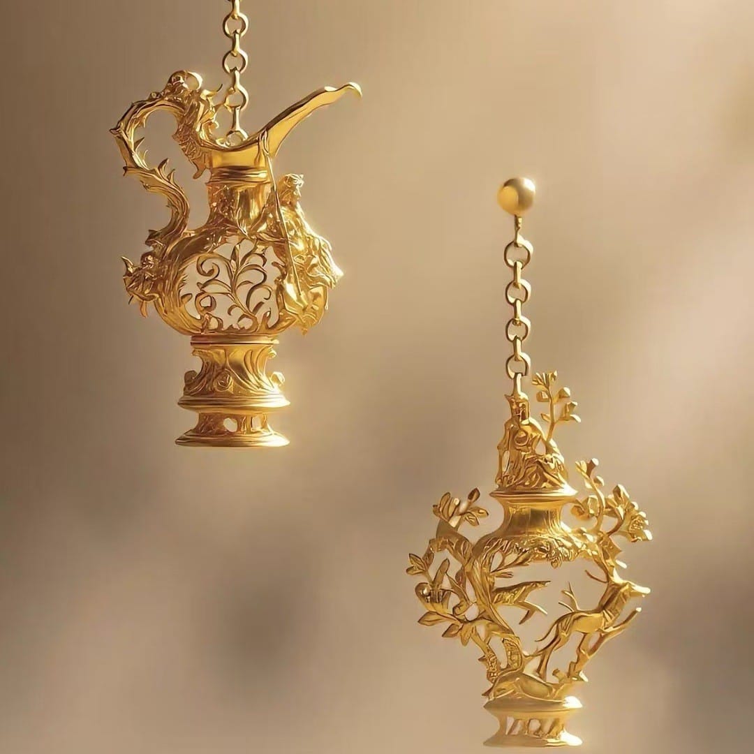 Kobine Women's Gothic Asymmetric Cutout Ewer Drop Post Earrings