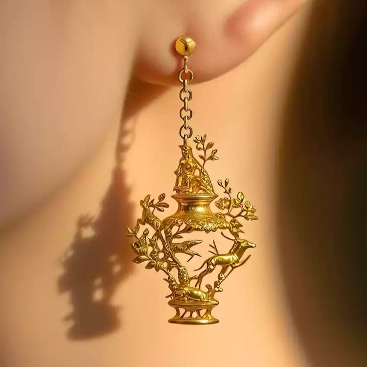 Kobine Women's Gothic Asymmetric Cutout Ewer Drop Post Earrings