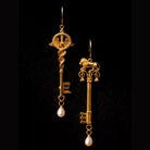 Kobine Women's Gothic Asymmetric Pearl Key Drop Hook Earrings