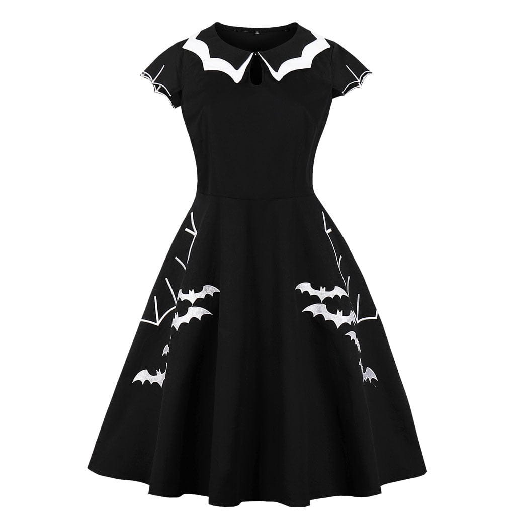 Kobine Women's Gothic Bat Printed Halloween Dress