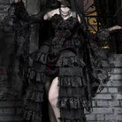 Women's Gothic Beaded Floral Two‑Tone Irregular Overbust Corset - Punk Design