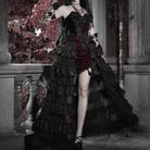 Women's Gothic Beaded Floral Two‑Tone Irregular Overbust Corset - Punk Design