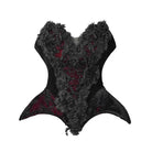 Women's Gothic Beaded Floral Two‑Tone Irregular Overbust Corset - Punk Design